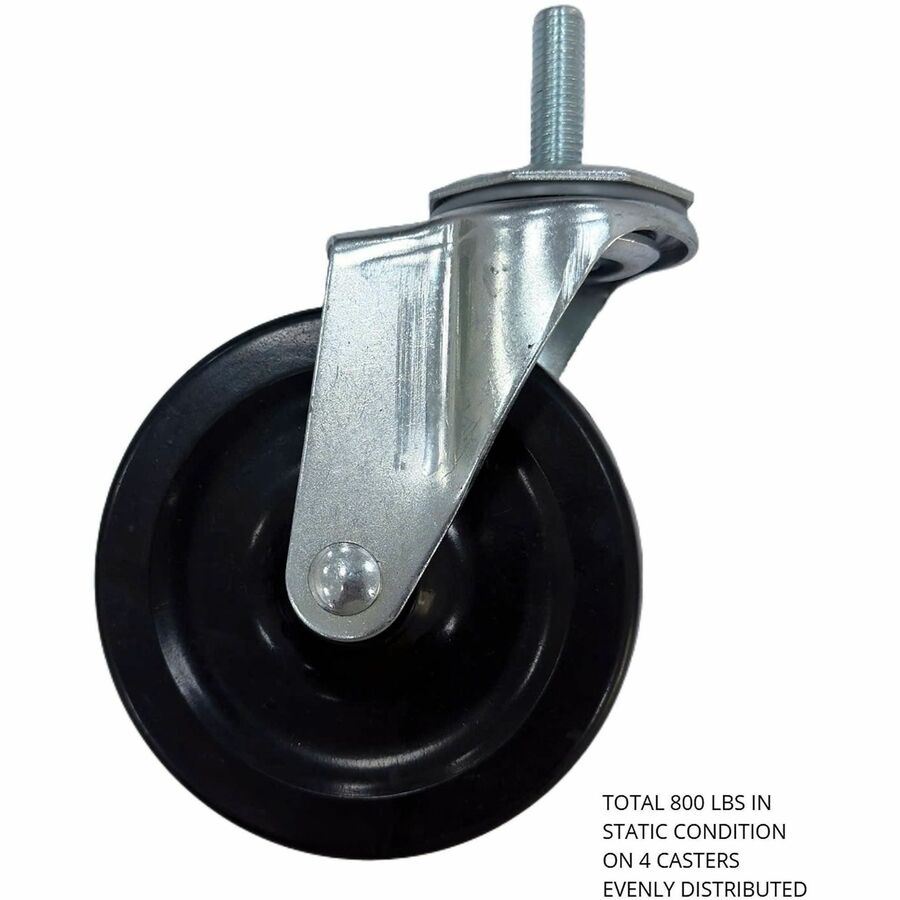 Lorell Industrial Wire Shelving Caster Kit - 5" Diameter - Black - 4 / Set
