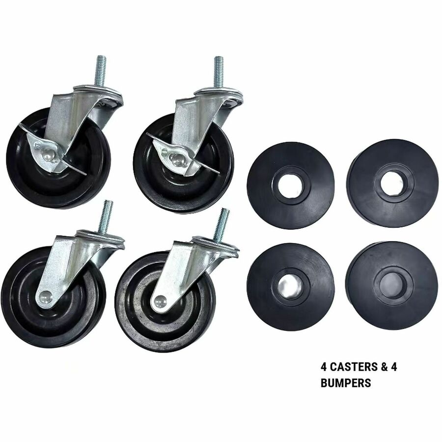 Lorell Industrial Wire Shelving Caster Kit - 5" Diameter - Black - 4 / Set