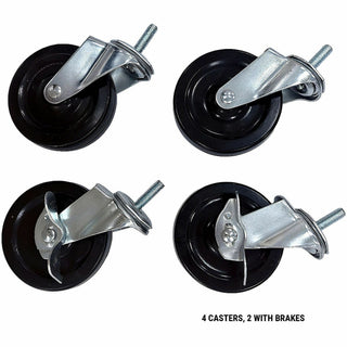 Lorell Industrial Wire Shelving Caster Kit - 5" Diameter - Black - 4 / Set