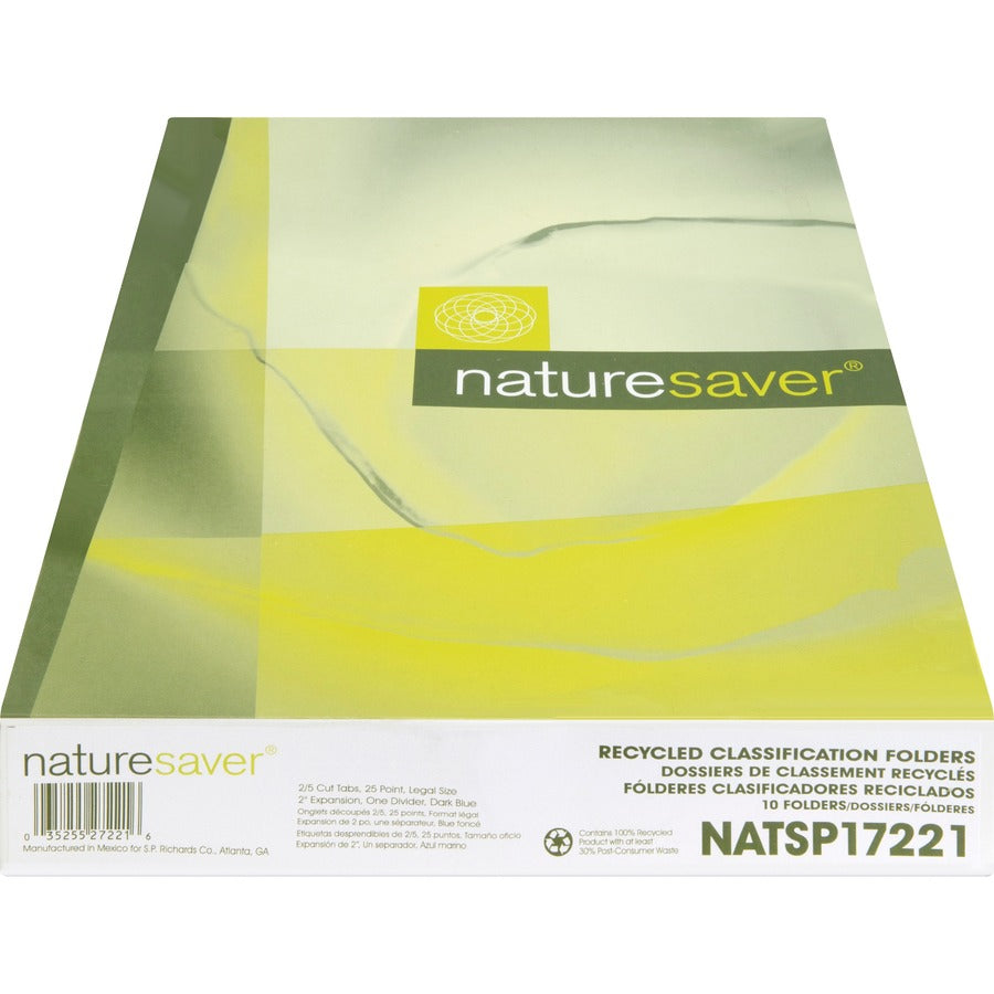 Nature Saver 2/5 Tab Cut Legal Recycled Classification Folder