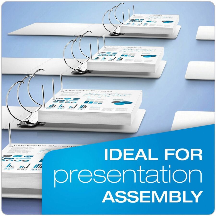 Cardinal ExpressLoad ClearVue Lock D-Ring Binder - 1 1/2" Binder Capacity - Letter - 8 1/2" x 11" Sheet Size - 300 Sheet Capacity - 1 3/5" Spine Width - 3 x D-Ring Fastener(s) - 2 Inside Front & Back Pocket(s) - Polypropylene - White - 1.18 lb - Recy
