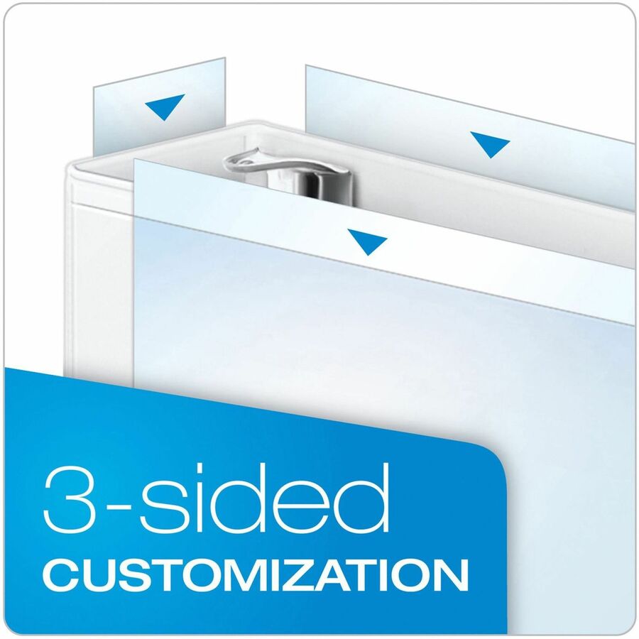 Cardinal ExpressLoad ClearVue Lock D-Ring Binder - 1 1/2" Binder Capacity - Letter - 8 1/2" x 11" Sheet Size - 300 Sheet Capacity - 1 3/5" Spine Width - 3 x D-Ring Fastener(s) - 2 Inside Front & Back Pocket(s) - Polypropylene - White - 1.18 lb - Recy