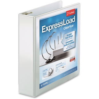 ExpressLoad ClearVue Locking D-Ring Binder, 3 Rings, 2" Capacity, 11 x 8.5, White