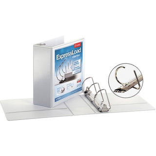 ExpressLoad ClearVue Locking D-Ring Binder, 3 Rings, 4" Capacity, 11 x 8.5, White