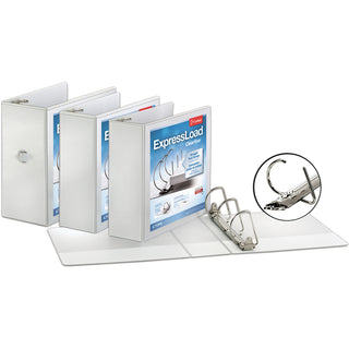Cardinal ExpressLoad ClearVue Lock D-Ring Binder - 5" Binder Capacity - Letter - 8 1/2" x 11" Sheet Size - 975 Sheet Capacity - 4 45/64" Spine Width - 3 x D-Ring Fastener(s) - 2 Inside Front & Back Pocket(s) - Polypropylene - White - 2.58 lb - Recycl - 
