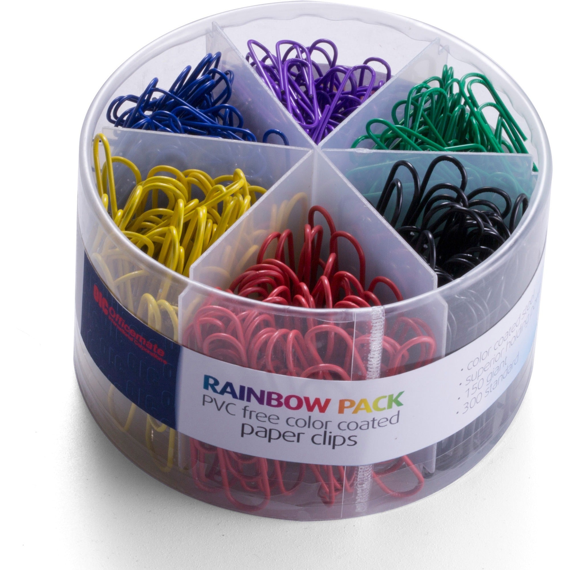 Officemate Coated Paper Clips - Jumbo - No. 2 - 450 / Pack - Assorted - 