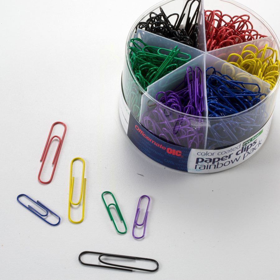 Officemate Coated Paper Clips - Jumbo - No. 2 - 450 / Pack - Assorted - 