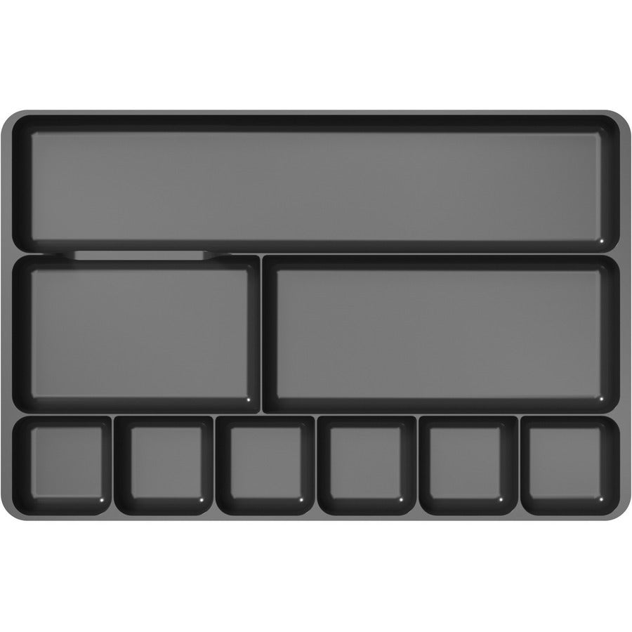 Deflecto Sustainable Office Drawer Organizer - 9 Compartment(s) - 1.1" Height x 14" Width x 9.1" Depth - 30% Recycled - Black - 1 Each
