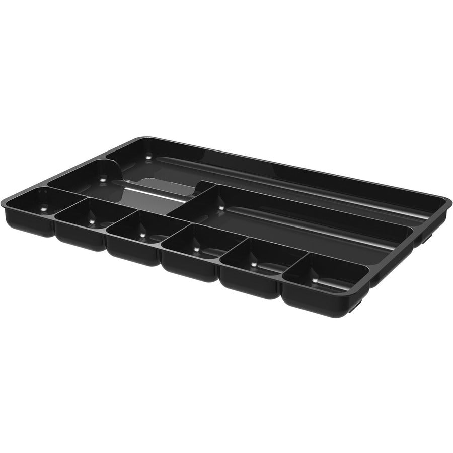Deflecto Sustainable Office Drawer Organizer - 9 Compartment(s) - 1.1" Height x 14" Width x 9.1" Depth - 30% Recycled - Black - 1 Each