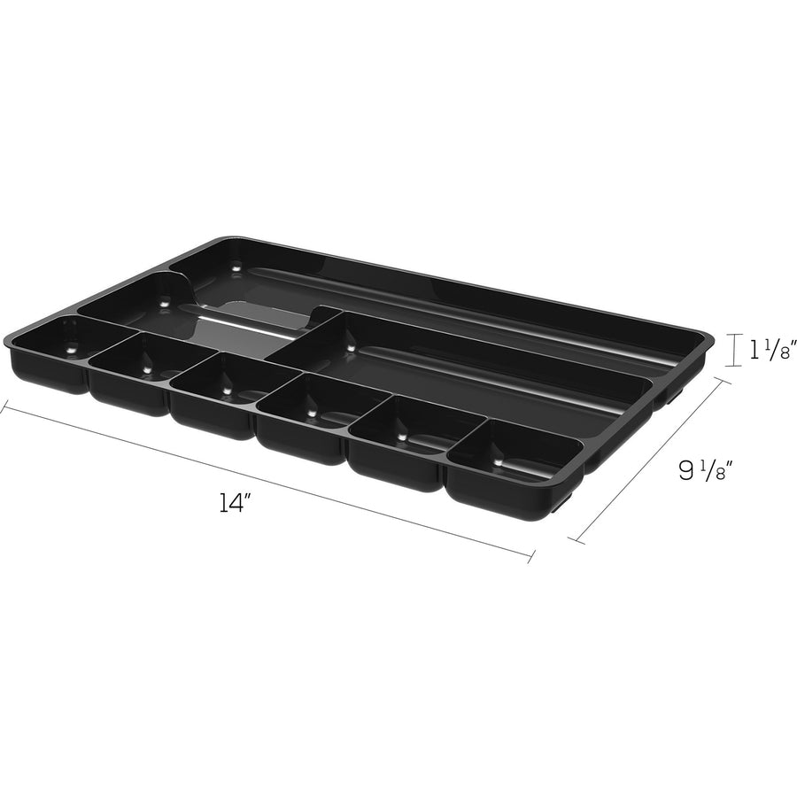 Deflecto Sustainable Office Drawer Organizer - 9 Compartment(s) - 1.1" Height x 14" Width x 9.1" Depth - 30% Recycled - Black - 1 Each
