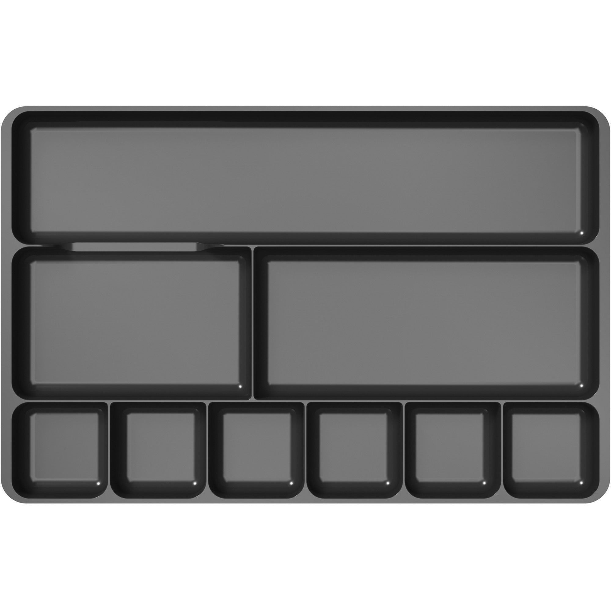 Deflecto Sustainable Office Drawer Organizer - 9 Compartment(s) - 1.1" Height x 14" Width x 9.1" Depth - 30% Recycled - Black - 1 Each - 