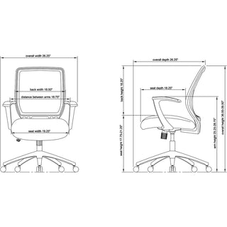 Lorell Executive Mid-back Work Chair - Black Seat - 5-star Base - Black - 1 Each