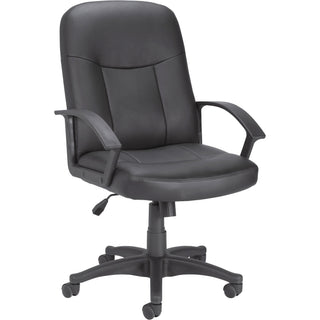 Lorell Managerial Mid-back Chair - Black Frame - 5-star Base - Black - Bonded Leather - 1 Each - 