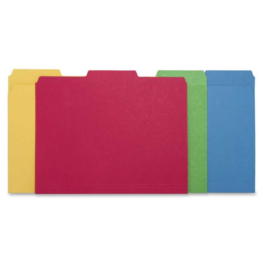 Business Source 1/3 Tab Cut Letter Recycled Top Tab File Folder - 8 1/2" x 11" - Top Tab Location - Assorted Position Tab Position - Assorted - 10% Recycled - 50 / Box - 