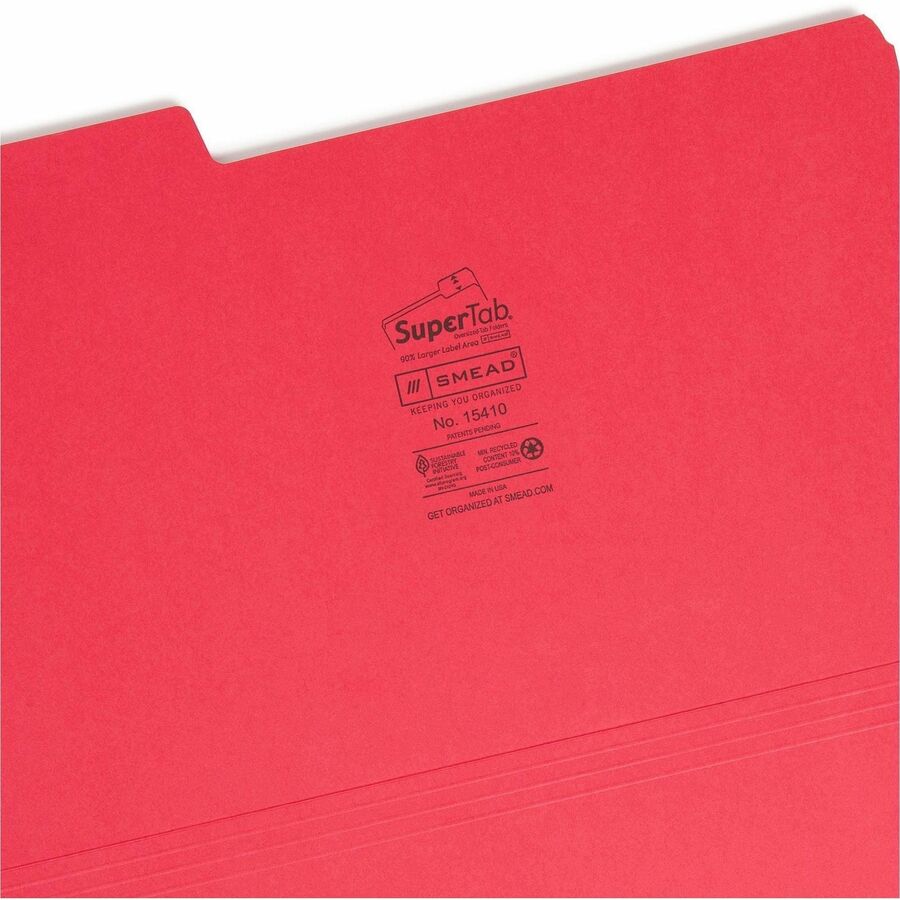SuperTab Colored File Folders, 1/3-Cut Tabs: Assorted, Legal Size, 0.75" Expansion, 14-pt Stock, Assorted Colors, 50/Box