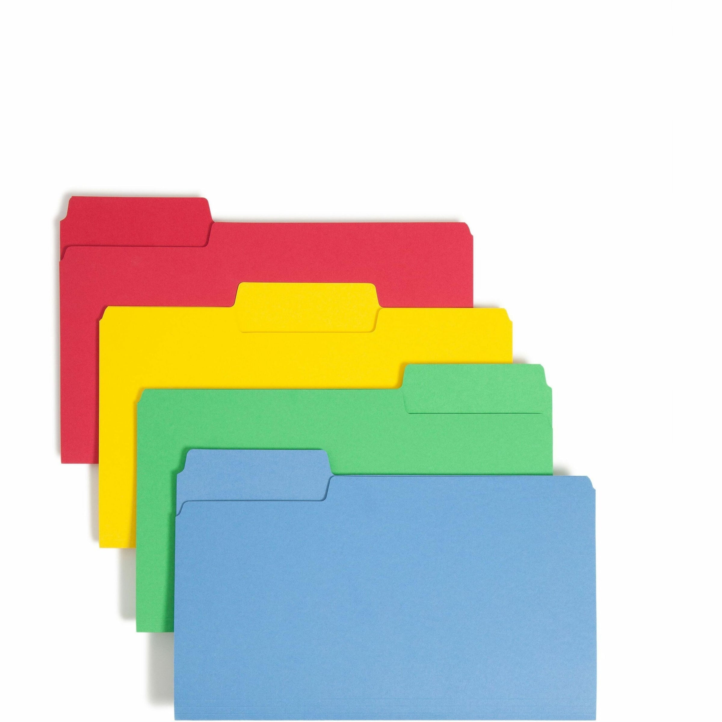 SuperTab Colored File Folders, 1/3-Cut Tabs: Assorted, Legal Size, 0.75" Expansion, 14-pt Stock, Assorted Colors, 50/Box