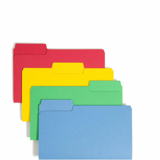 SuperTab Colored File Folders, 1/3-Cut Tabs: Assorted, Legal Size, 0.75" Expansion, 14-pt Stock, Assorted Colors, 50/Box