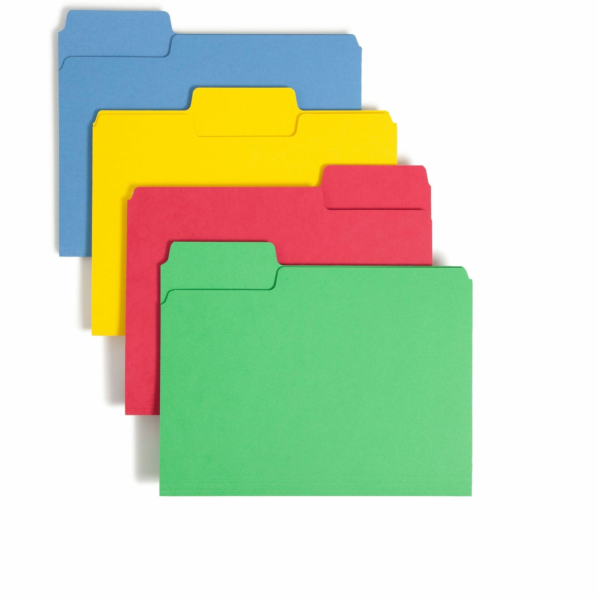 SuperTab Colored File Folders, 1/3-Cut Tabs: Assorted, Letter Size, 0.75" Expansion, 14-pt Stock, Assorted Colors, 50/Box