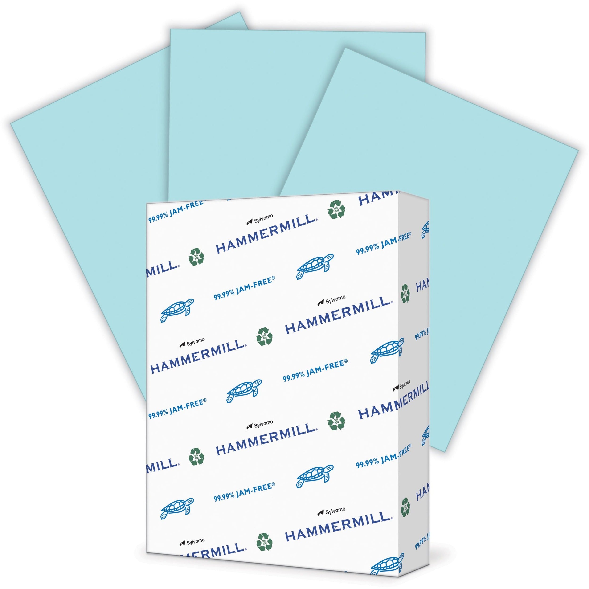 Hammermill Colors Recycled Copy Paper - Blue - Letter - 8 1/2" x 11" - 24 lb Basis Weight - Smooth - 500 / Ream - Sustainable Forestry Initiative (SFI) - Jam-free, Acid-free - Blue - 