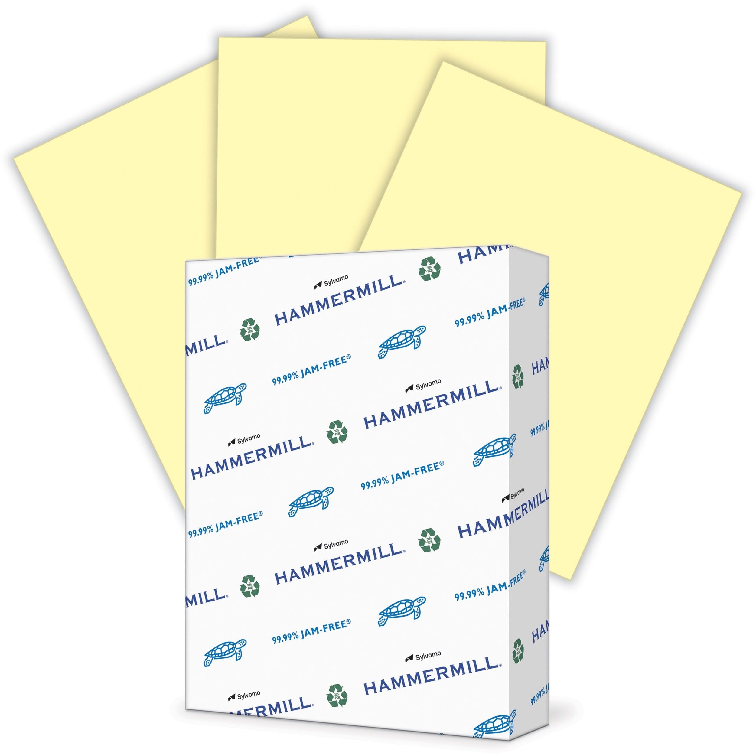 Hammermill Colors Recycled Copy Paper - Canary - 96 Brightness - Letter - 8 1/2" x 11" - 24 lb Basis Weight - Smooth - 500 / Ream - Sustainable Forestry Initiative (SFI) - Jam-free, Acid-free - Canary - 