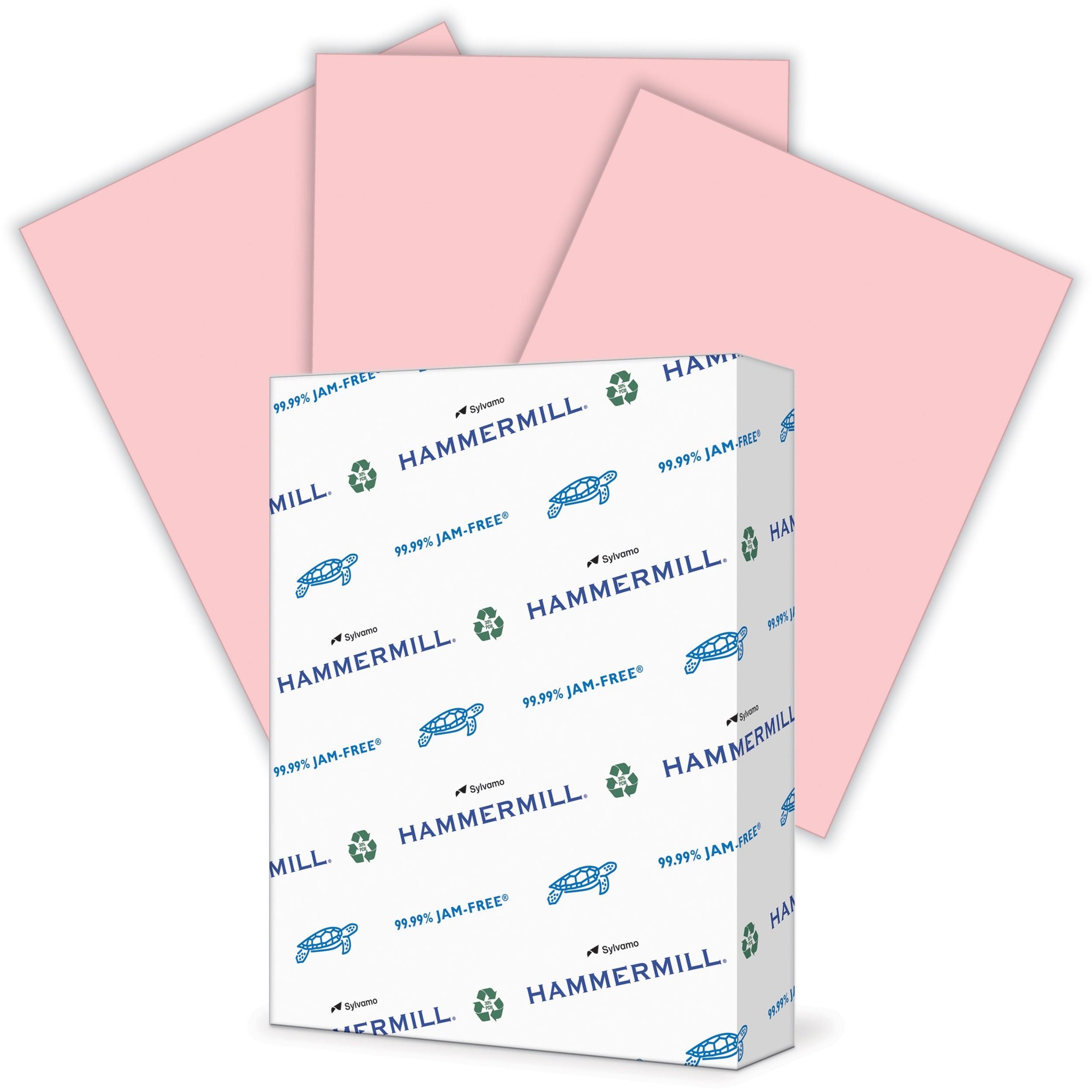 Hammermill Colors Recycled Copy Paper - Pink - Letter - 8 1/2" x 11" - 24 lb Basis Weight - Smooth - 500 / Ream - Sustainable Forestry Initiative (SFI) - Jam-free, Acid-free - Pink - 