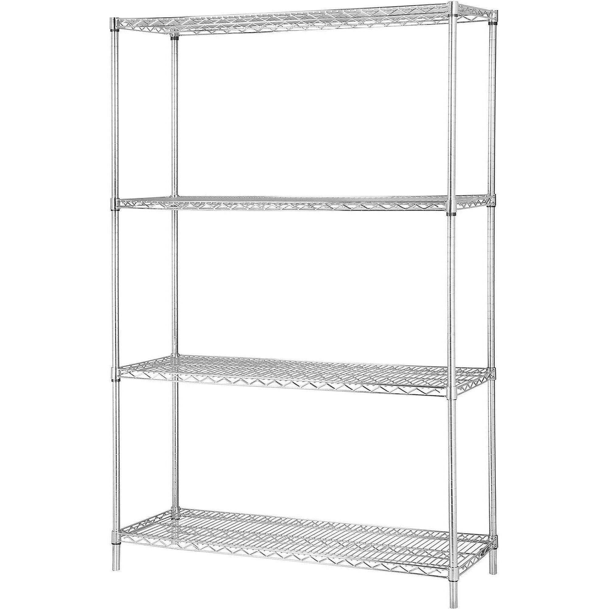 Lorell Industrial Wire Starter Shelving Unit - 36" Width x 24" Depth - Steel - Chrome