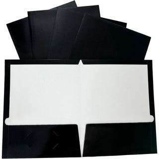 Business Source Letter Pocket Folder - 8 1/2" x 11" - 100 Sheet Capacity - 2 Internal Pocket(s) - Black - 25 / Box