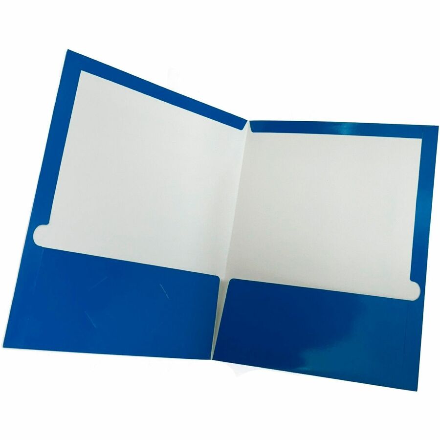 Business Source Letter Pocket Folder - 8 1/2" x 11" - 100 Sheet Capacity - 2 Internal Pocket(s) - Blue - 25 / Box