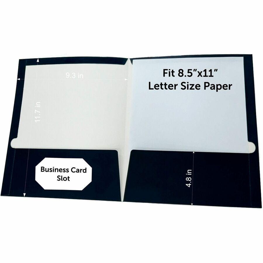 Business Source Letter Pocket Folder - 8 1/2" x 11" - 100 Sheet Capacity - 2 Internal Pocket(s) - Card Paper - Navy - 25 / Box