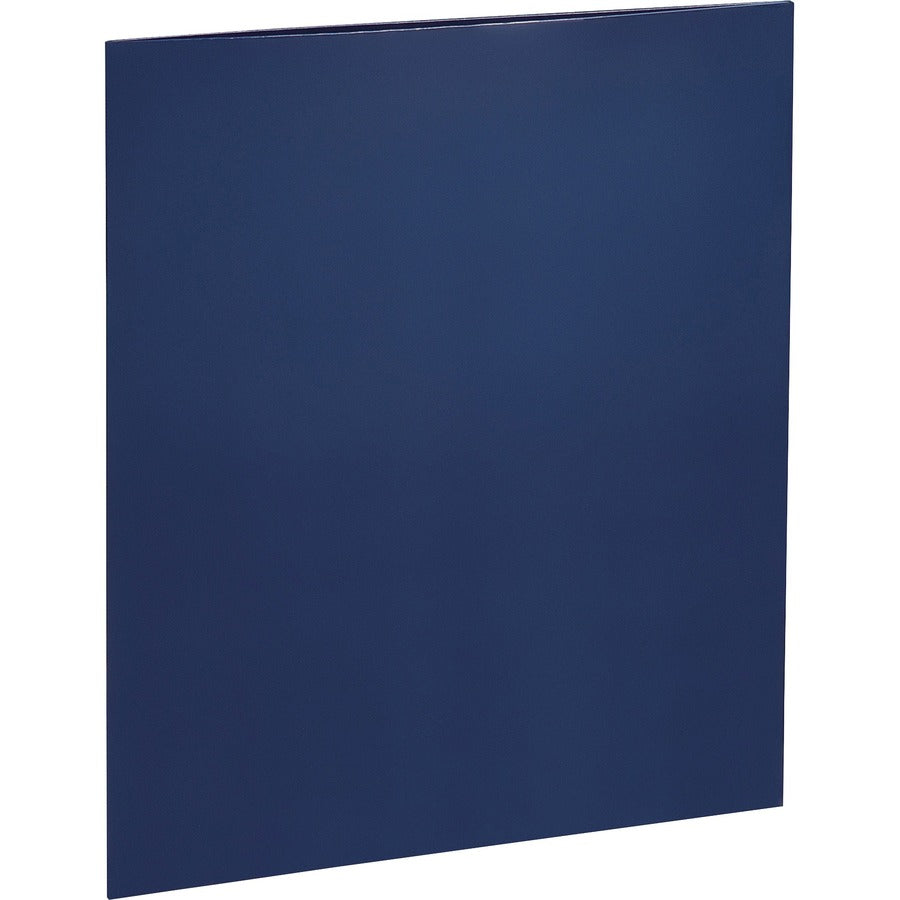 Business Source Letter Pocket Folder - 8 1/2" x 11" - 100 Sheet Capacity - 2 Internal Pocket(s) - Card Paper - Navy - 25 / Box
