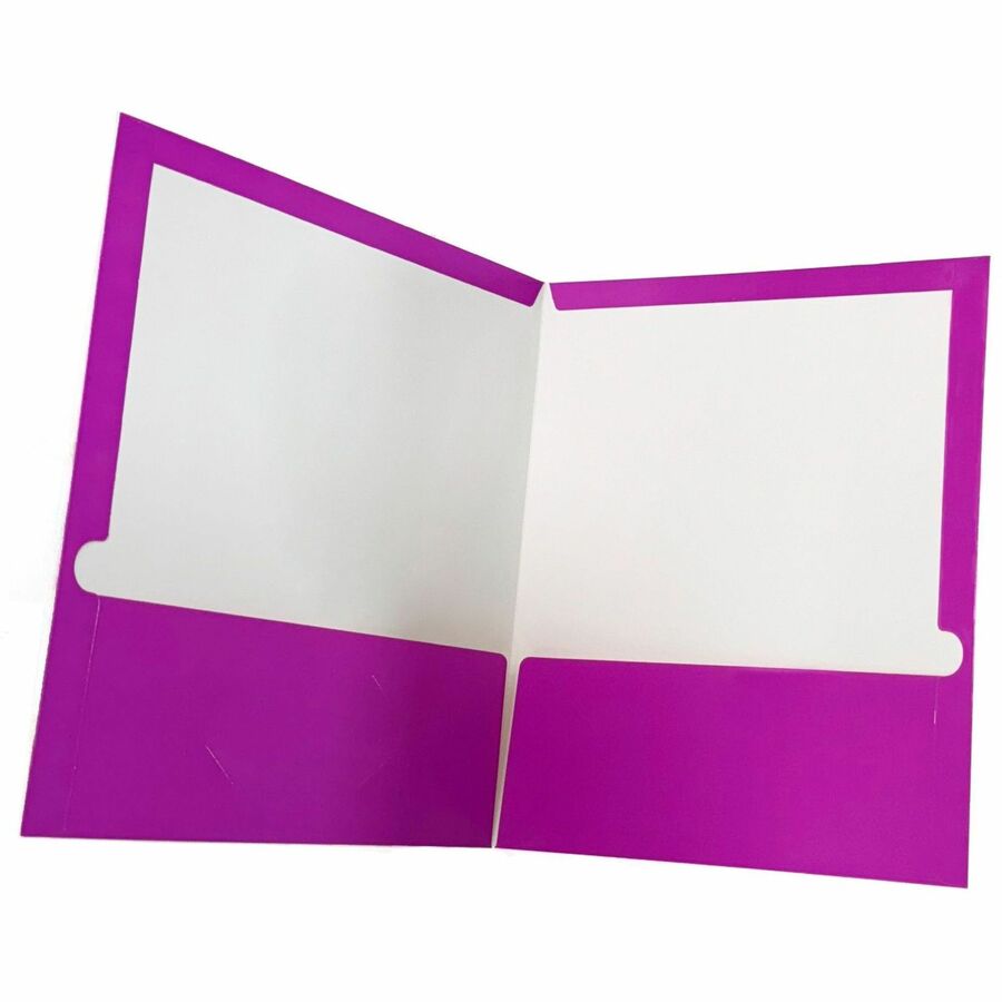 Business Source Letter Pocket Folder - 8 1/2" x 11" - 100 Sheet Capacity - 2 Internal Pocket(s) - Card Paper - Purple - 25 / Box