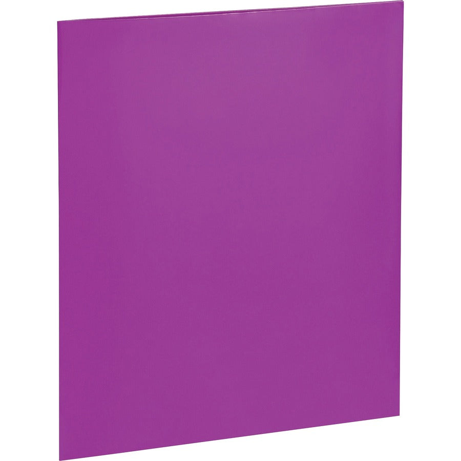 Business Source Letter Pocket Folder - 8 1/2" x 11" - 100 Sheet Capacity - 2 Internal Pocket(s) - Card Paper - Purple - 25 / Box