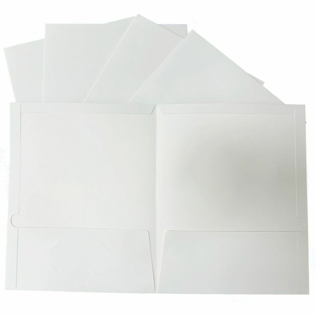 Business Source Letter Pocket Folder - 8 1/2" x 11" - 100 Sheet Capacity - 2 Internal Pocket(s) - White - 25 / Box