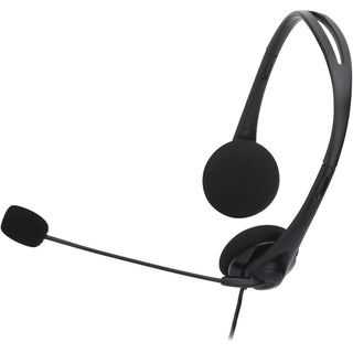 Compucessory Lightweight Stereo Headphones with Mic - Stereo - Mini-phone (3.5mm) - Wired - 32 Ohm - 20 Hz - 20 kHz - Over-the-head - Binaural - Semi-open - 5.92 ft Cable - Black - 