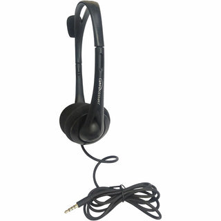 Compucessory Lightweight Stereo Headphones with Mic - Stereo - Mini-phone (3.5mm) - Wired - 32 Ohm - 20 Hz - 20 kHz - Over-the-head - Binaural - Semi-open - 5.92 ft Cable - Black