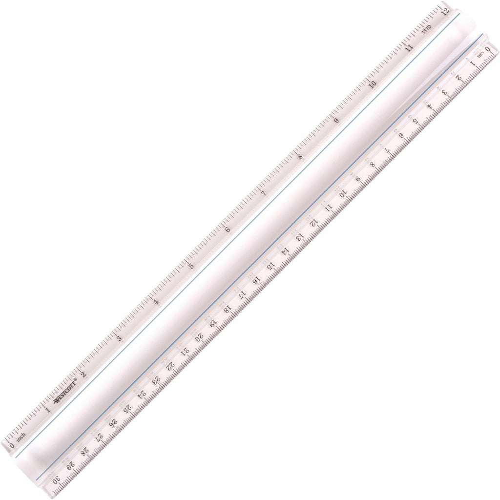 12" Magnifying Ruler, Standard/Metric, Plastic, Clear