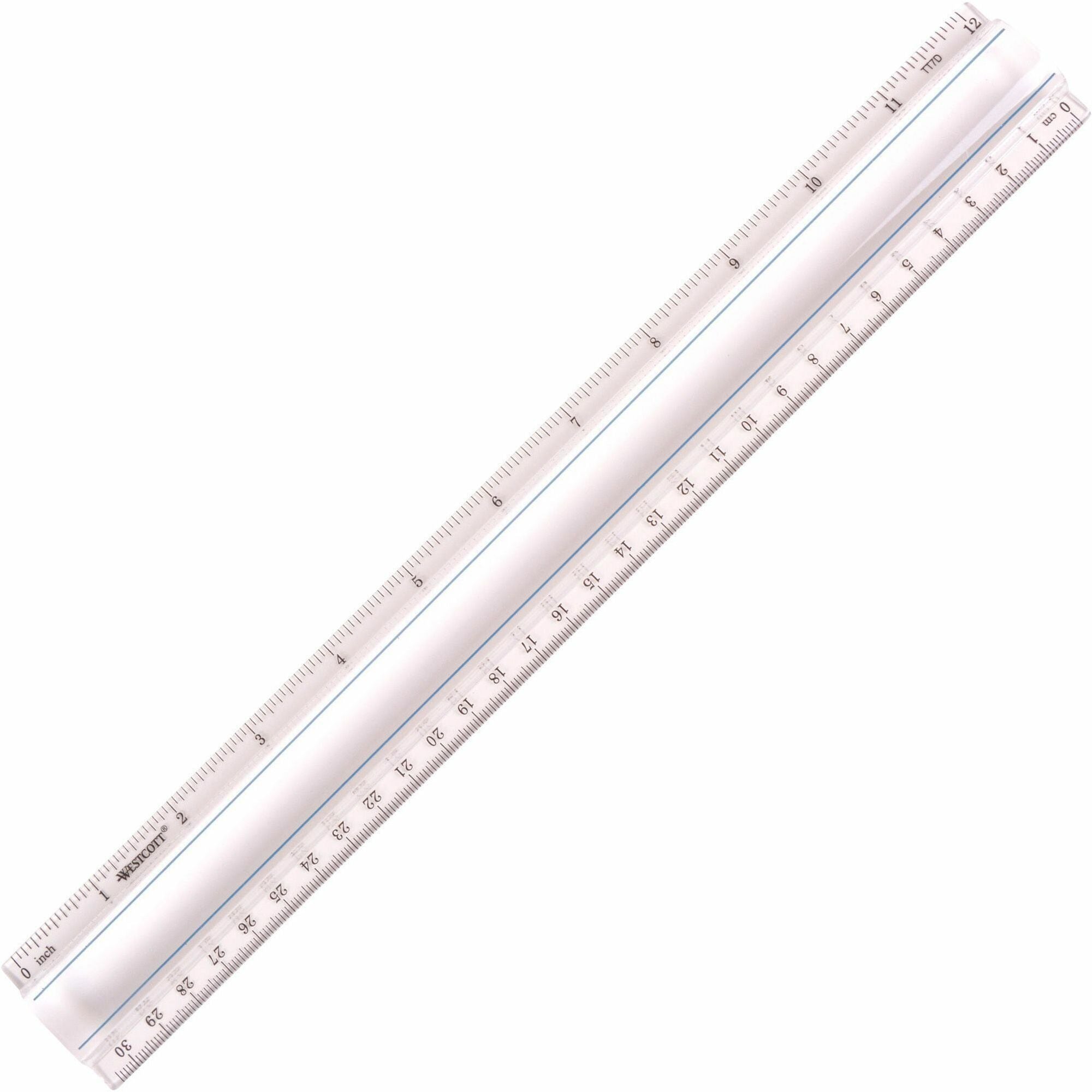 12" Magnifying Ruler, Standard/Metric, Plastic, Clear