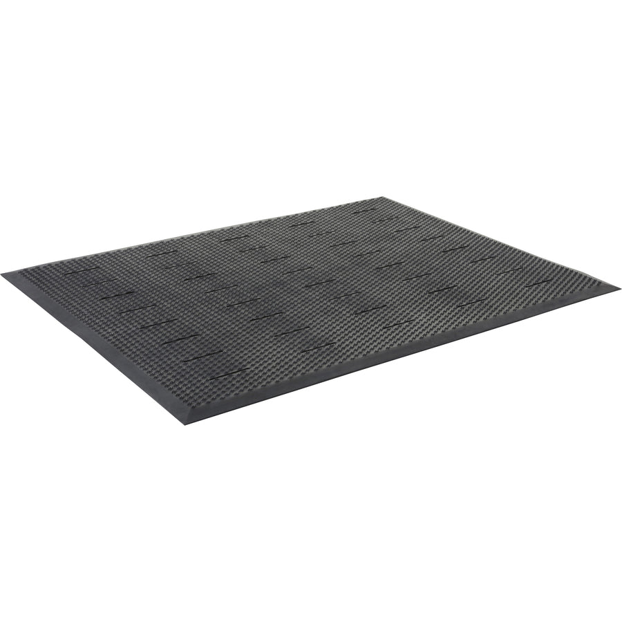 Genuine Joe Free Flow Comfort Anti-fatigue Mat - 48" Length x 36" Width x 0.500" Thickness - Rubber - Black - 1Each - 