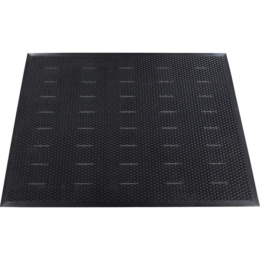 Genuine Joe Free Flow Comfort Anti-fatigue Mat - 48" Length x 36" Width x 0.500" Thickness - Rubber - Black - 1Each