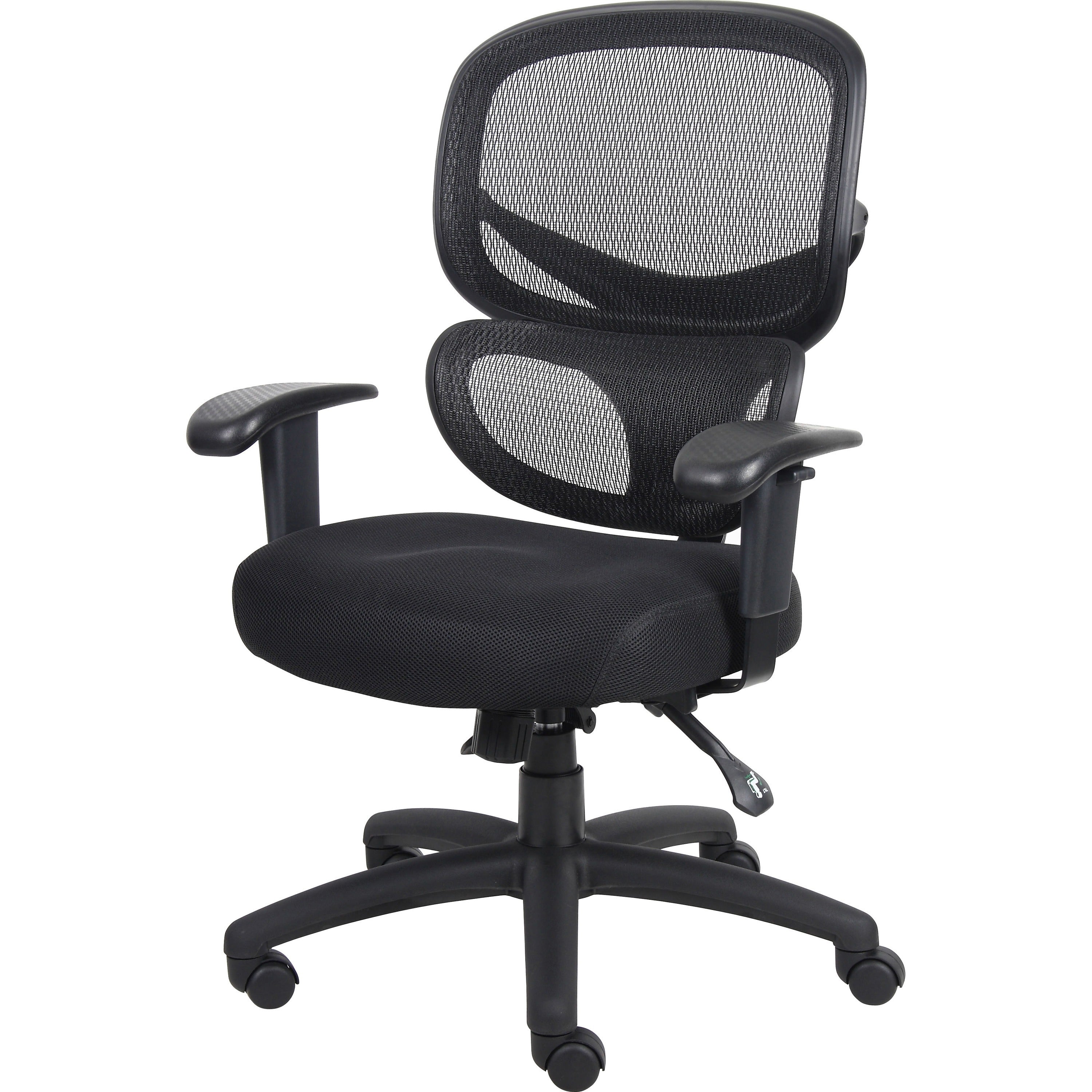 Lorell Mesh-Back Executive Chair - Black Fabric Seat - Black Mesh Back - 5-star Base - Black, Silver - Fabric - 1 Each - 