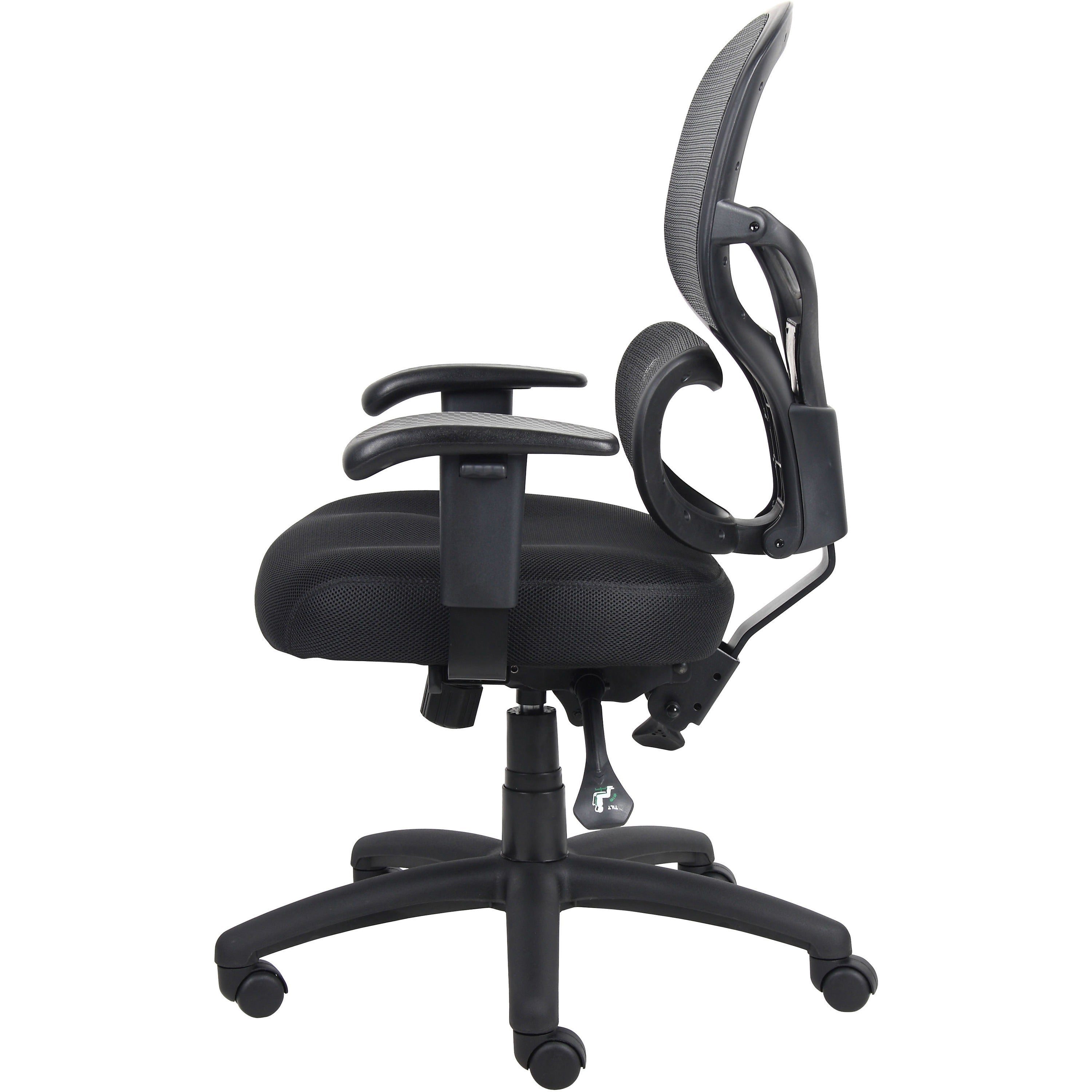 Lorell Mesh-Back Executive Chair - Black Fabric Seat - Black Mesh Back - 5-star Base - Black, Silver - Fabric - 1 Each - 