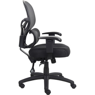 Lorell Mesh-Back Executive Chair - Black Fabric Seat - Black Mesh Back - 5-star Base - Black, Silver - Fabric - 1 Each