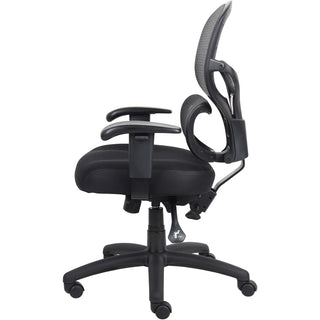 Lorell Mesh-Back Executive Chair - Black Fabric Seat - Black Mesh Back - 5-star Base - Black, Silver - Fabric - 1 Each