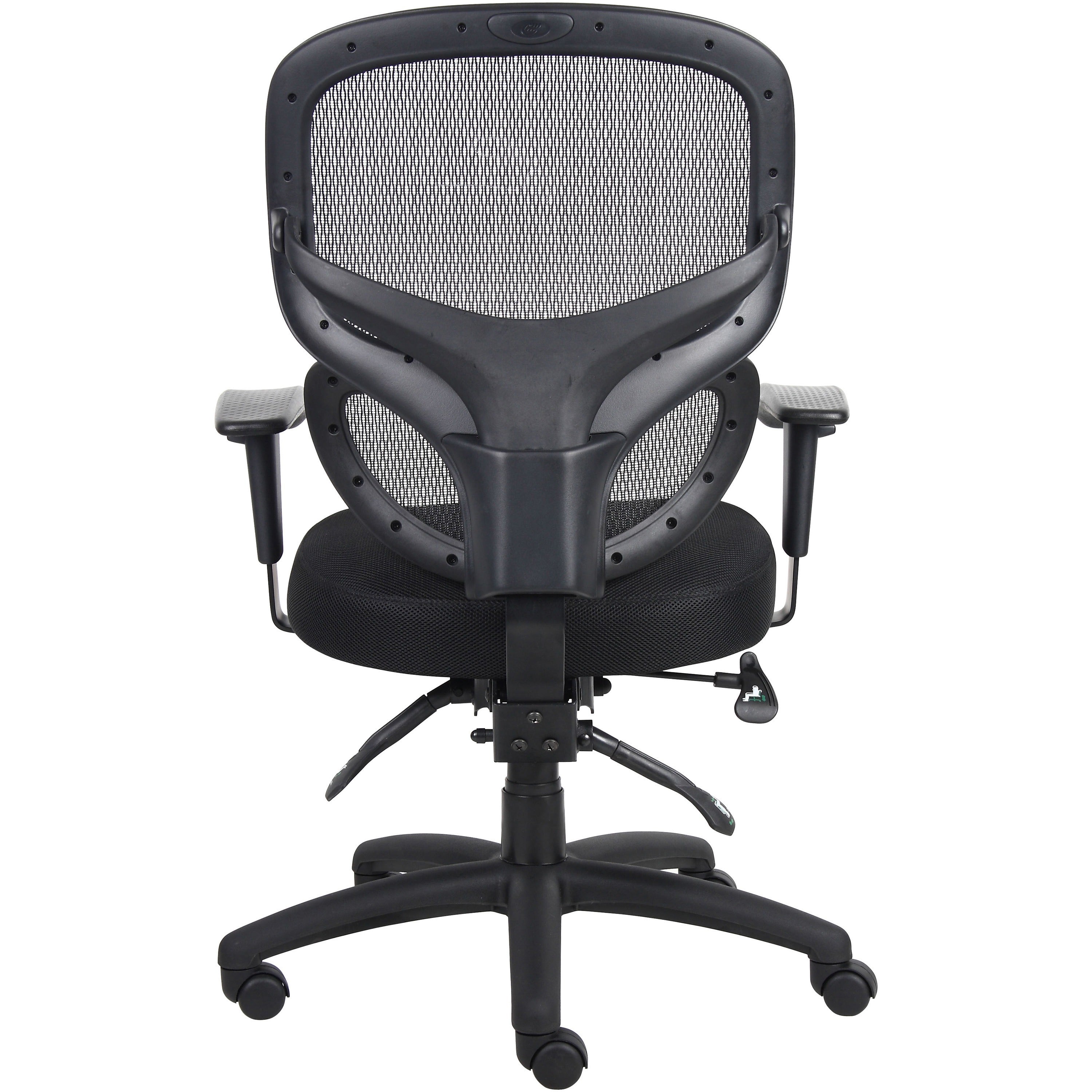 Lorell Mesh-Back Executive Chair - Black Fabric Seat - Black Mesh Back - 5-star Base - Black, Silver - Fabric - 1 Each - 