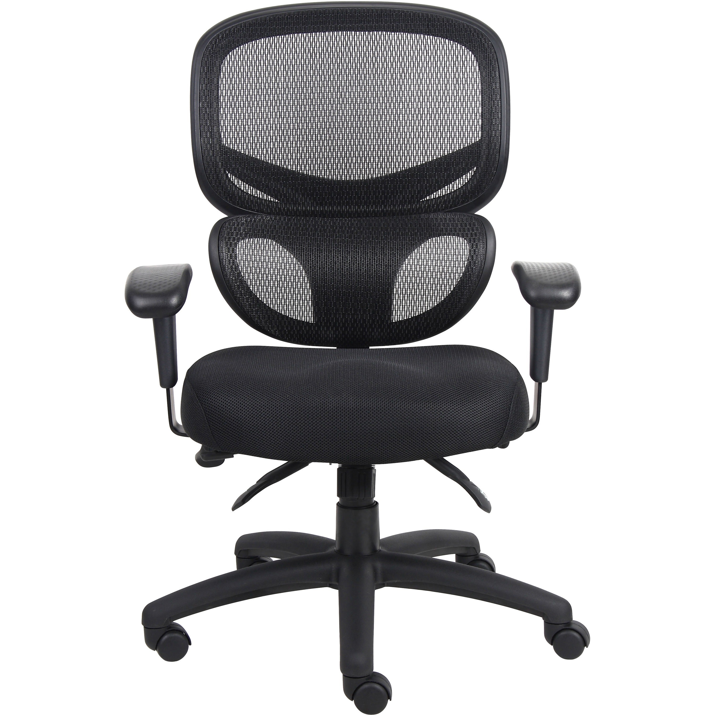 Lorell Mesh-Back Executive Chair - Black Fabric Seat - Black Mesh Back - 5-star Base - Black, Silver - Fabric - 1 Each - 