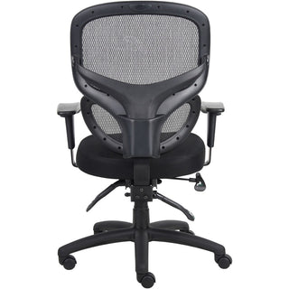 Lorell Mesh-Back Executive Chair - Black Fabric Seat - Black Mesh Back - 5-star Base - Black, Silver - Fabric - 1 Each