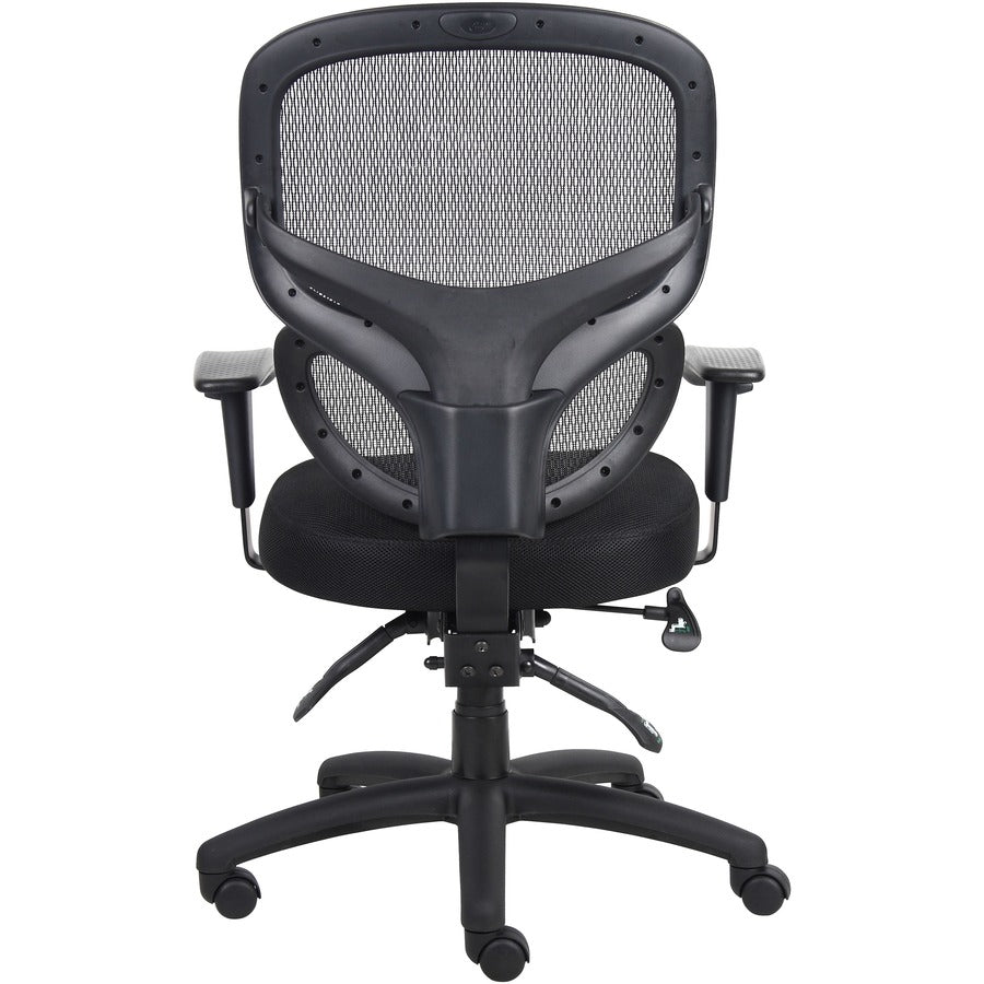Lorell Mesh-Back Executive Chair - Black Fabric Seat - Black Mesh Back - 5-star Base - Black, Silver - Fabric - 1 Each