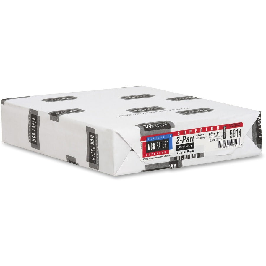NCR Paper Superior 2-part Straight Carbonless Paper - White - 92 Brightness - Letter - 8 1/2" x 11" - 20.50 lb Basis Weight - 500 / Pack - Carbonless - White, Canary