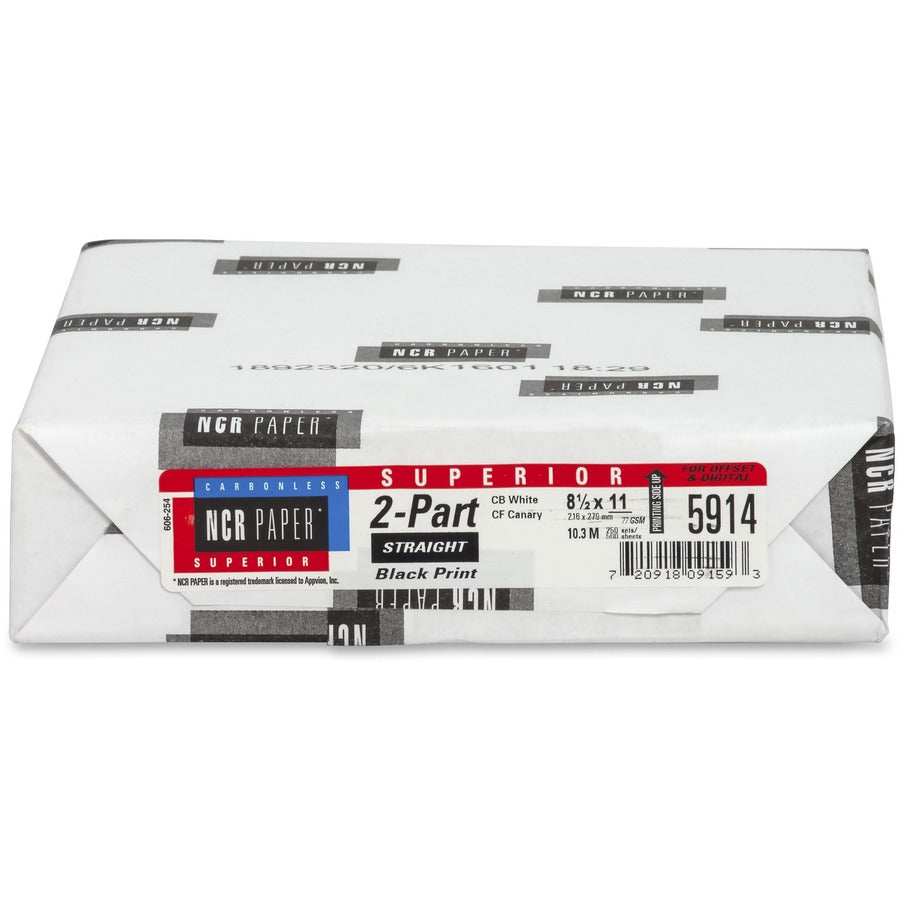 NCR Paper Superior 2-part Straight Carbonless Paper - White - 92 Brightness - Letter - 8 1/2" x 11" - 20.50 lb Basis Weight - 500 / Pack - Carbonless - White, Canary