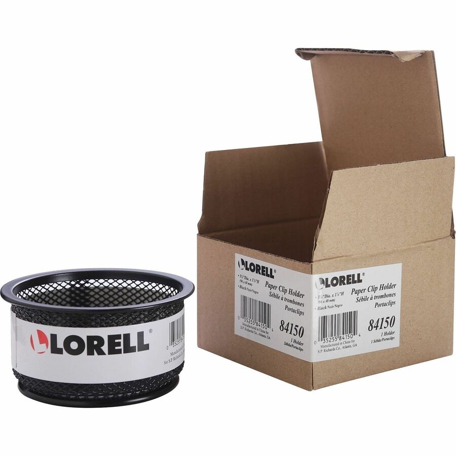 Lorell Mesh Wire Pencil Cup Holder - 3.8" x 2.1" x - Steel - 1 Each - Black